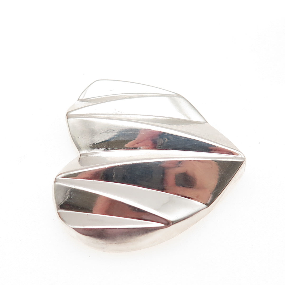 925 Sterling Silver Vintage Modernist Heart Slide Pendant