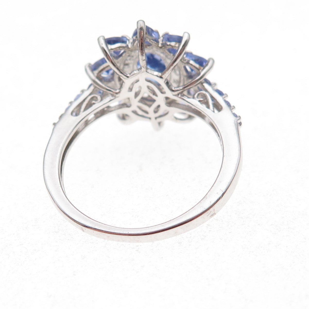 Chuck Clemency 925 Sterling Silver Real Tanzanite & White Topaz Ring Size 8.25
