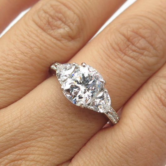 925 Sterling Silver C Z Engagement Ring Size 8.25