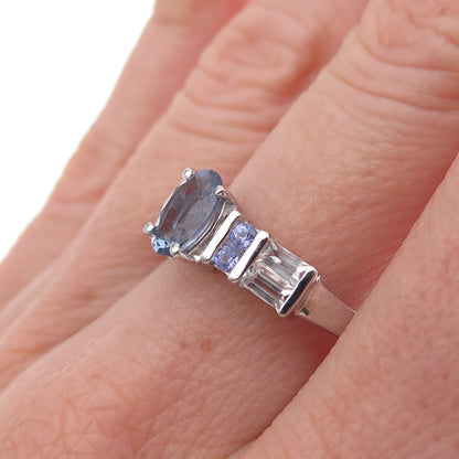 Chuck Clemency Sterling Silver Real Iolite Tanzanite White Topaz Ring Size 8.25