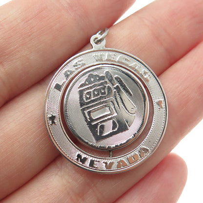 925 Sterling Silver Vintage Las Vegas NV Casino Spinning Charm Pendant