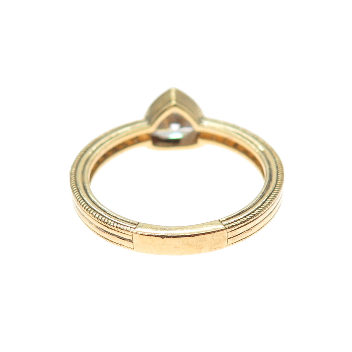 JUDITH RIPKA Sterling Silver Gold Plated Triangle & Round-Cut C Z Ring Size 10
