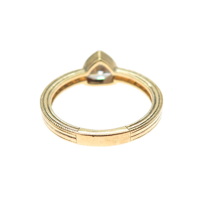 JUDITH RIPKA Sterling Silver Gold Plated Triangle & Round-Cut C Z Ring Size 10