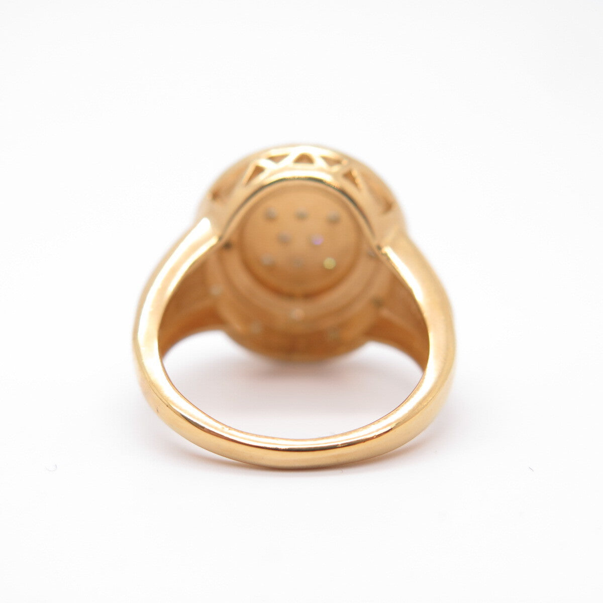 925 Sterling Silver Gold Plated Real White Diamond Oval Ring Size 6.25