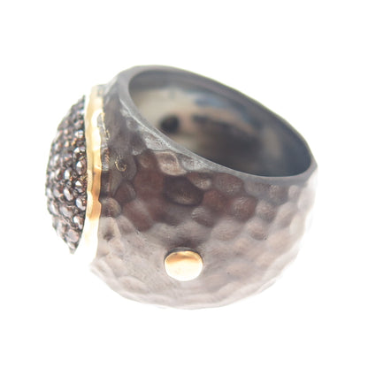 925 Sterling Silver 2-Tone Round-Cut Cognac-Color C Z Ring Size 7.25