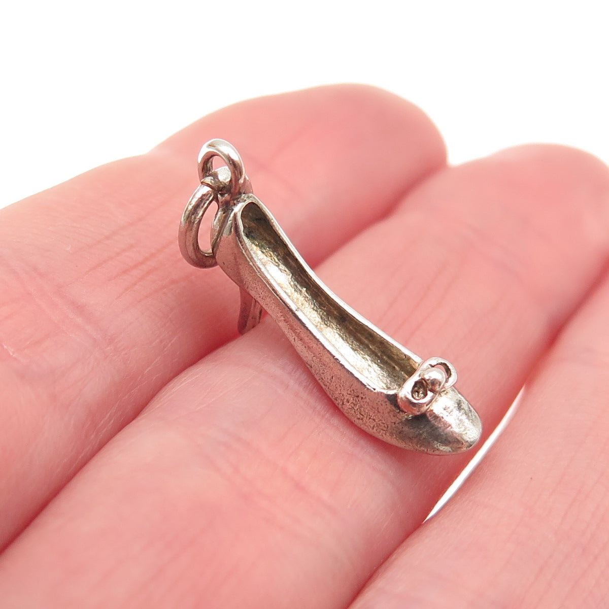 925 Sterling Silver Vintage High Heel Oxidized 3D Mini Charm Pendant