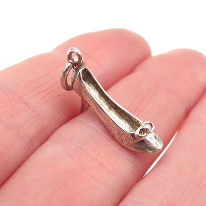 925 Sterling Silver Vintage High Heel Oxidized 3D Mini Charm Pendant