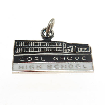 KINNEY 925 Sterling Silver Vintage Enamel "Coal Grove High School" Pendant