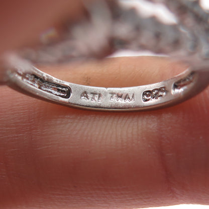 ANNIKA WITT 925 Sterling Silver Cushion & Round-Cut C Z Engagement Ring Size 6
