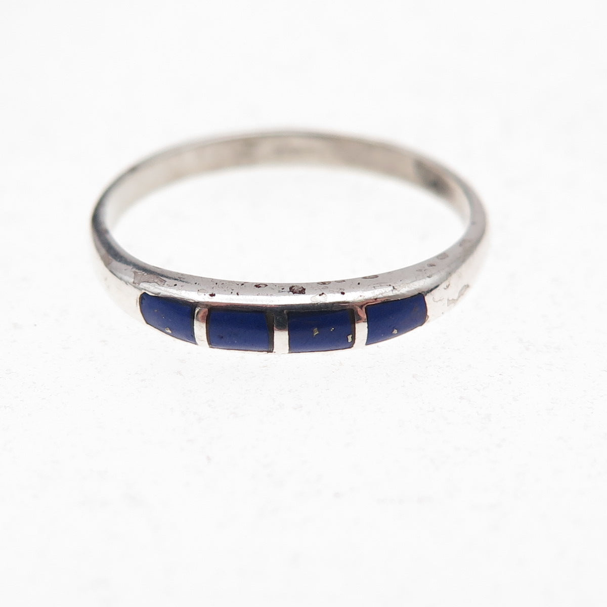 Silver Cloud Old Pawn 925 Sterling Vintage Southwestern Lapis Ring Size 7.25