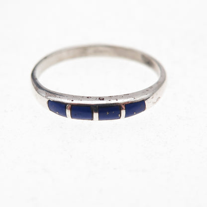 Silver Cloud Old Pawn 925 Sterling Vintage Southwestern Lapis Ring Size 7.25