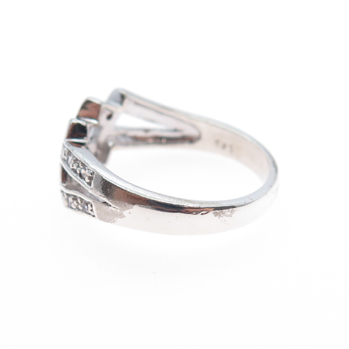 925 Sterling Silver Vintage Round-Cut C Z Geometric Ring Size 9.25