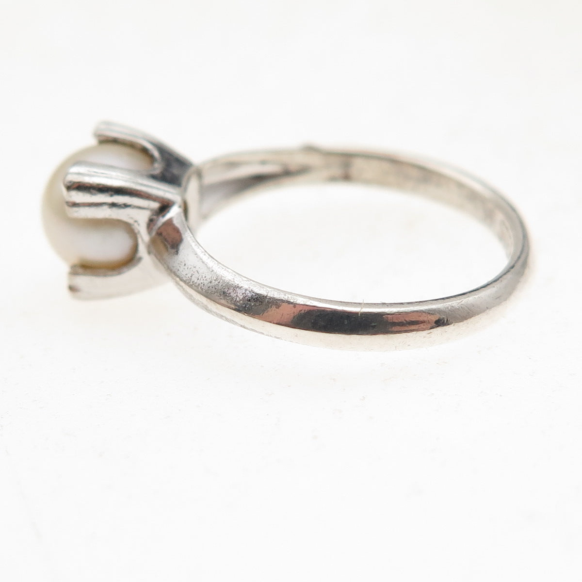 Clark & Coombs 925 Sterling Silver Antique Art Deco Real Pearl Ring Size 5.25