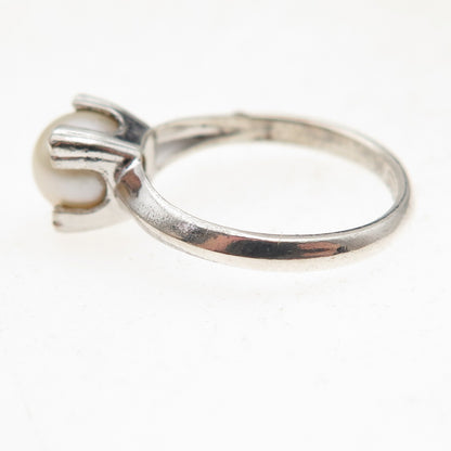 Clark & Coombs 925 Sterling Silver Antique Art Deco Real Pearl Ring Size 5.25