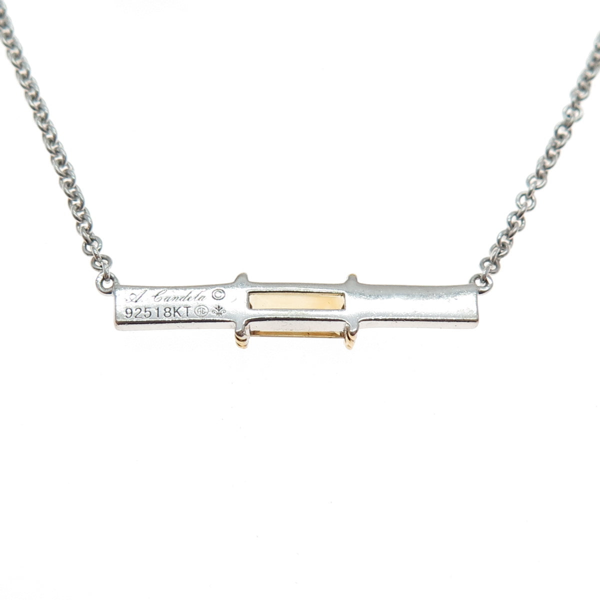 ANDREA CANDELA 925 Sterling Silver 18K Gold Vintage Real Citrine Necklace 16-18"