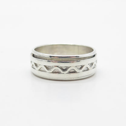 925 Sterling Silver Wavy Movable Band Ring Size 8.75