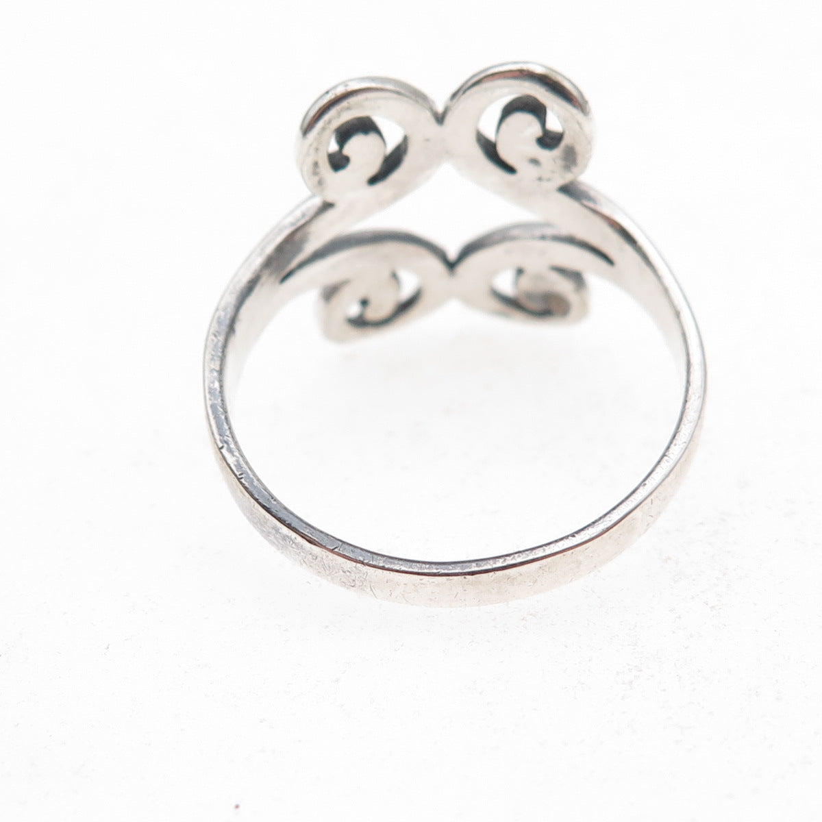 925 Sterling Silver Vintage Modernist Spiral Oxidized Ring Size 8.75