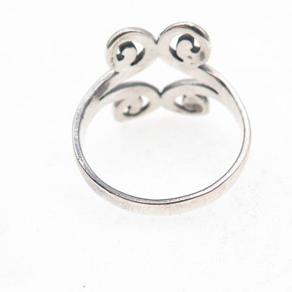 925 Sterling Silver Vintage Modernist Spiral Oxidized Ring Size 8.75