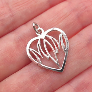 JACOBY BENDER 925 Sterling Silver Vintage Mom Heart Mini Charm Pendant