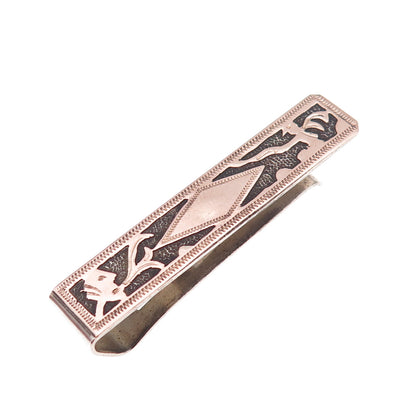 900 Silver & Gold Vintage 1971 Guatemala Oxidized Tribal Tie Clip