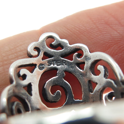925 Sterling Silver Vintage Swirl Oxidized Ring Size 6.5