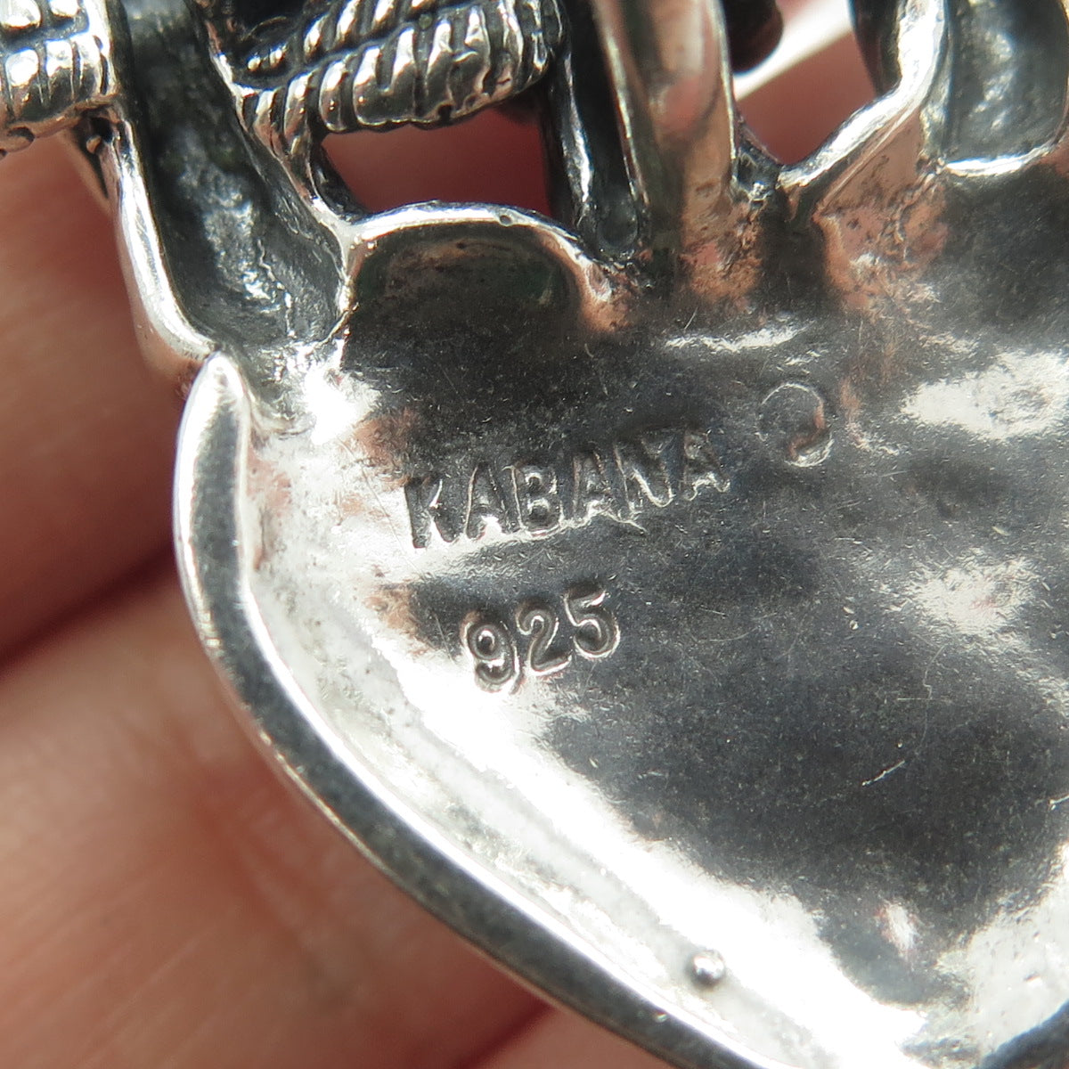 KABANA 925 Sterling Silver Vintage Hear See Speak No Evil Cupids Heart Pendant