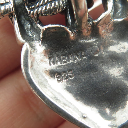 KABANA 925 Sterling Silver Vintage Hear See Speak No Evil Cupids Heart Pendant