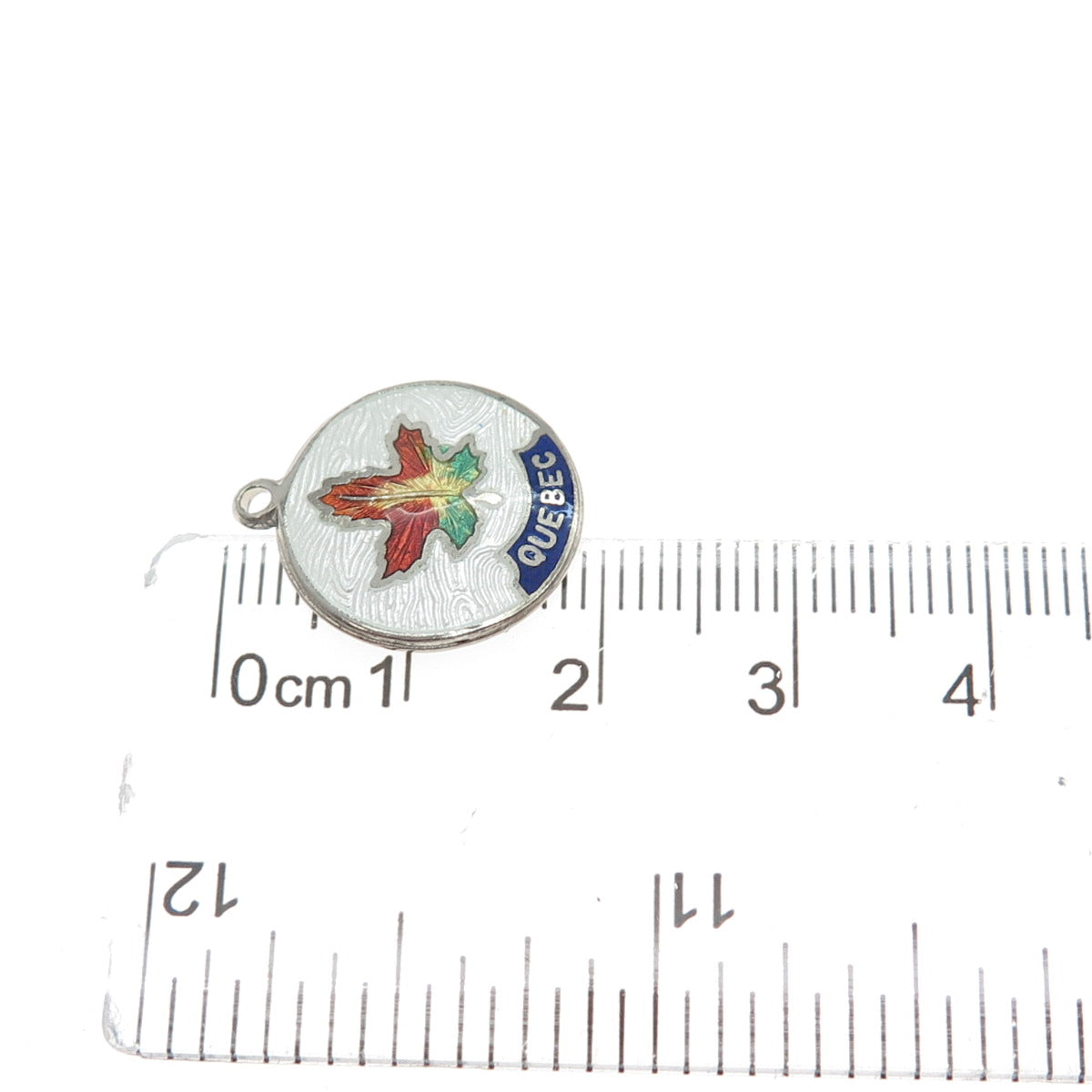 BREADNER CO. 925 Sterling Antique Enamel Quebec Maple Leaf Minimalist Pendant