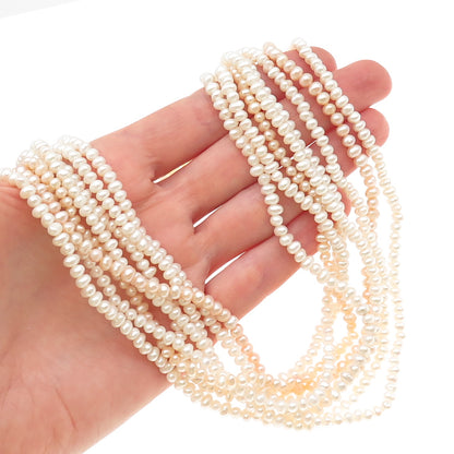 925 Sterling Silver Vintage Real Baroque Pearl 8-Strand Beaded Necklace 18"