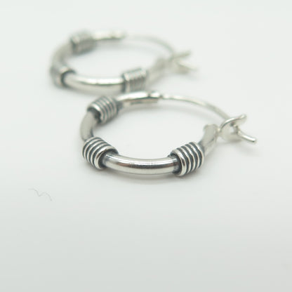 HAN 925 Sterling Silver Roped Hoop Earrings