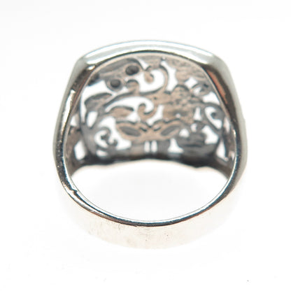 925 Sterling Silver Vintage Flower & Butterfly Ring Size 8