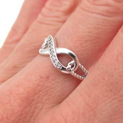 925 Sterling Silver Round-Cut C Z Infinity Ring Size 7.25