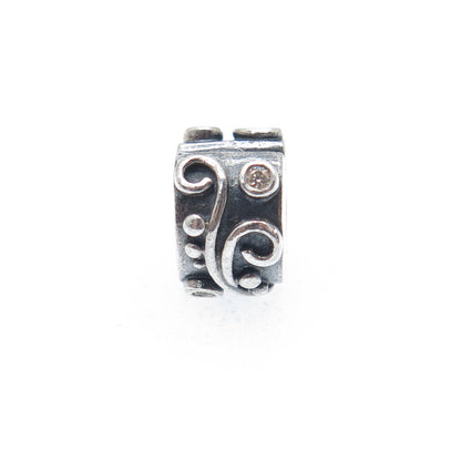 PANDORA 925 Sterling Silver Champagne C Z Tendril Clip Bead Charm