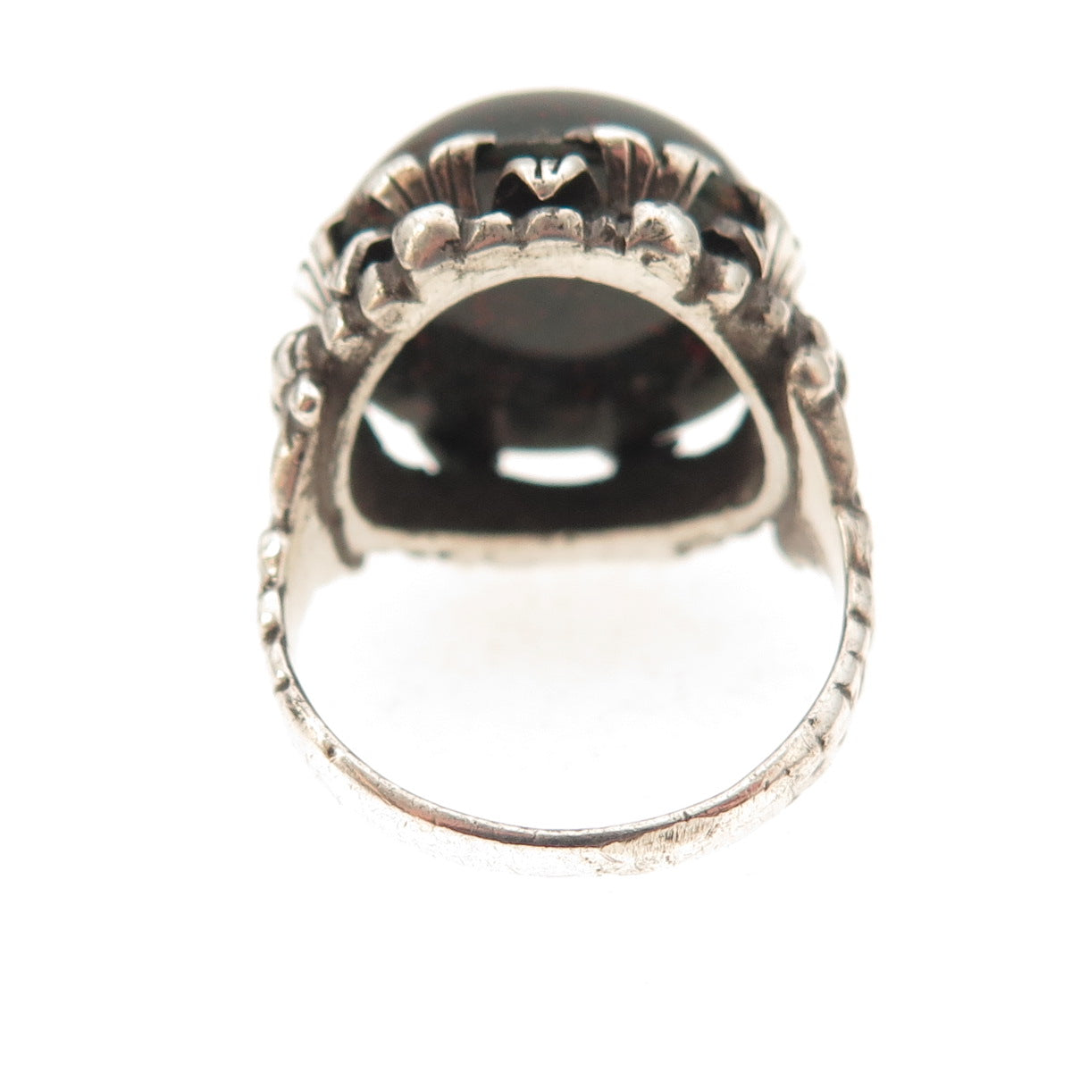 925 Sterling Silver Antique Victorian Real Bloodstone Oxidized Ring Size 5.25