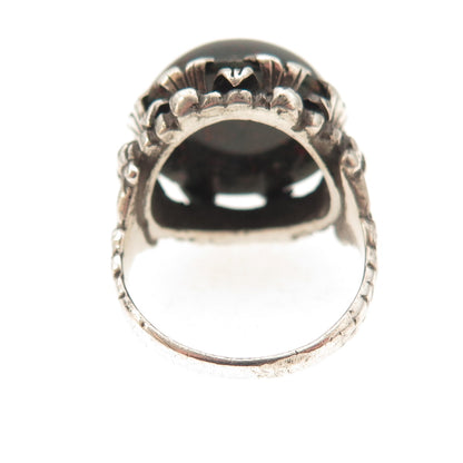 925 Sterling Silver Antique Victorian Real Bloodstone Oxidized Ring Size 5.25