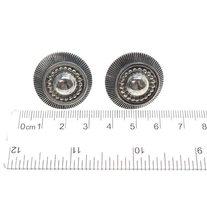 DANECRAFT Sterling Silver Antique Art Deco Beaded Oxidized Screw Back Earrings