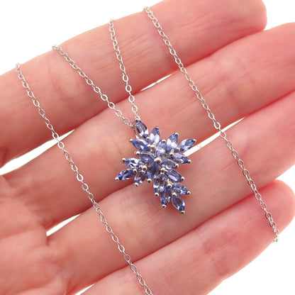 Chuck Clemency 925 Sterling Silver Real Tanzanite Cross Cable Chain Necklace 20"