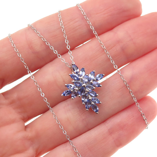 Chuck Clemency 925 Sterling Silver Real Tanzanite Cross Cable Chain Necklace 20"