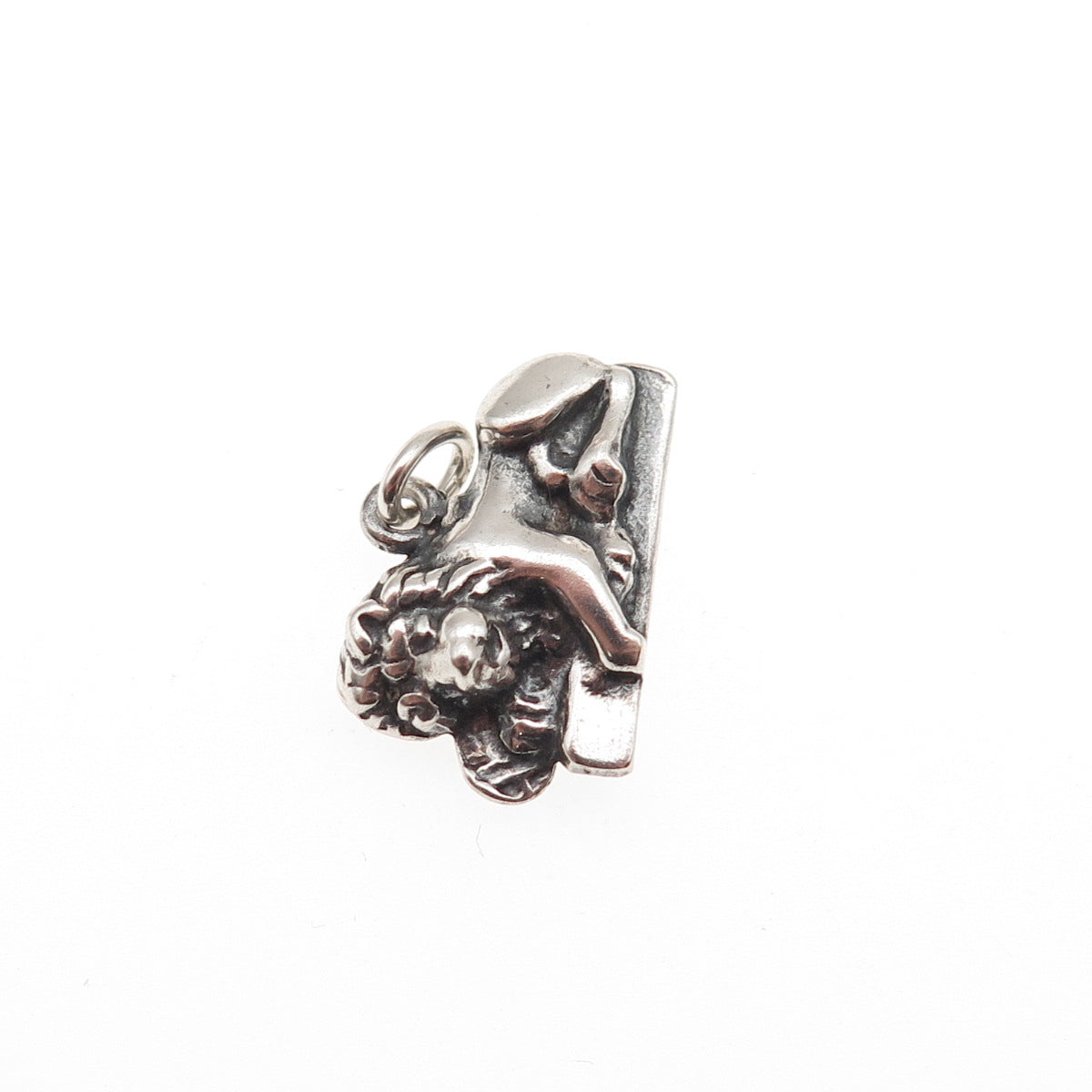 800 Silver Antique Art Deco Lion Monument in Lucerne Oxidized Mini Charm Pendant