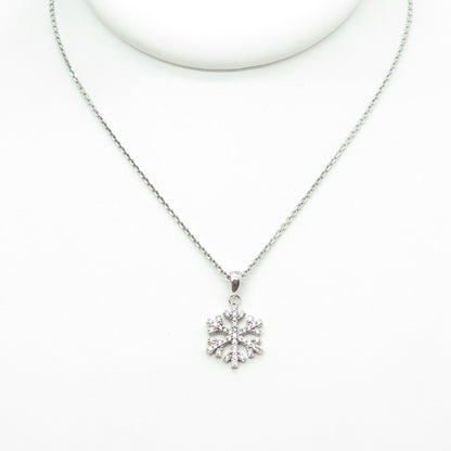 925 Sterling Silver Round-Cut C Z Snowflake Cable Chain Necklace 16"