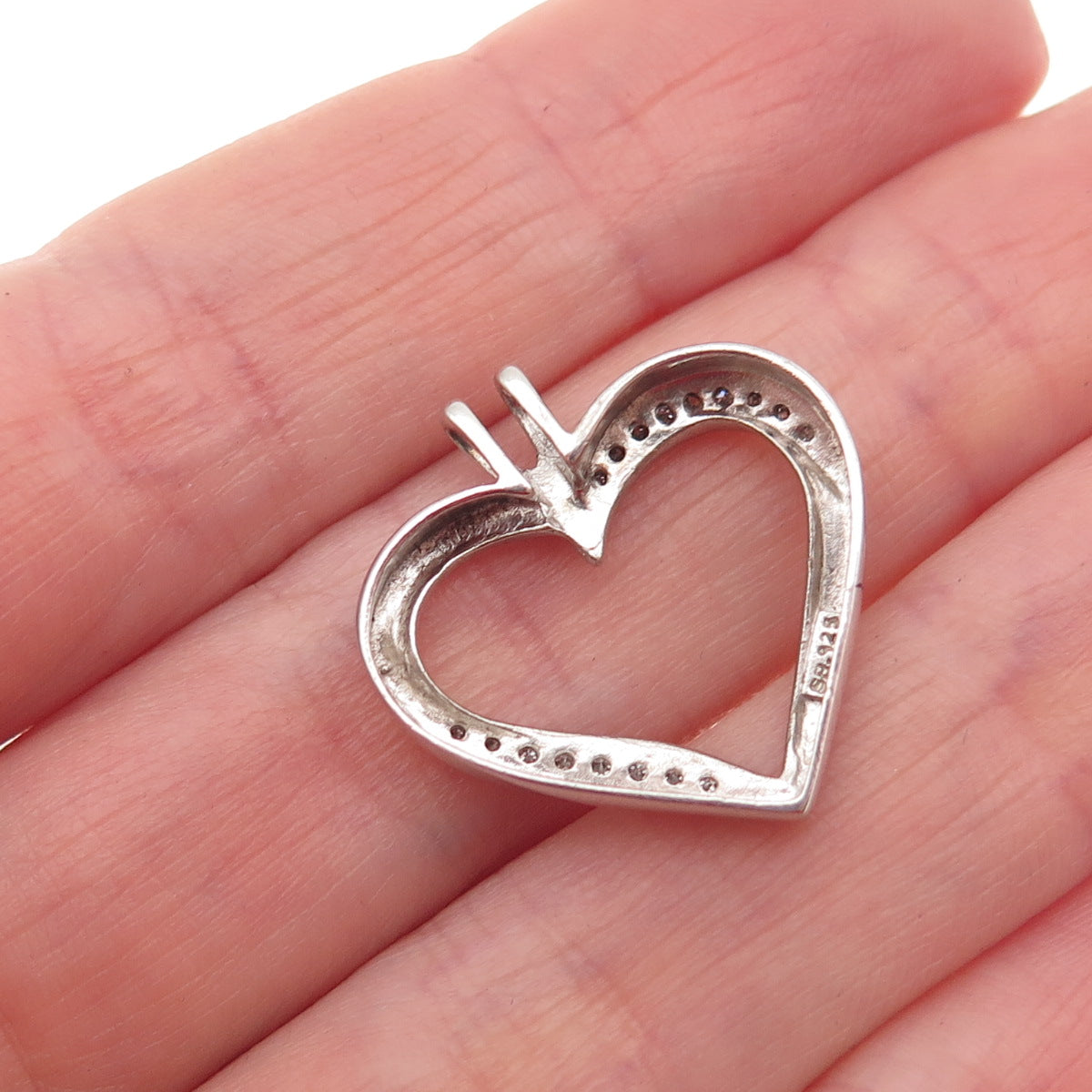 SB Sherri Baker 925 Sterling Silver Real Diamond Heart Mini Charm Pendant