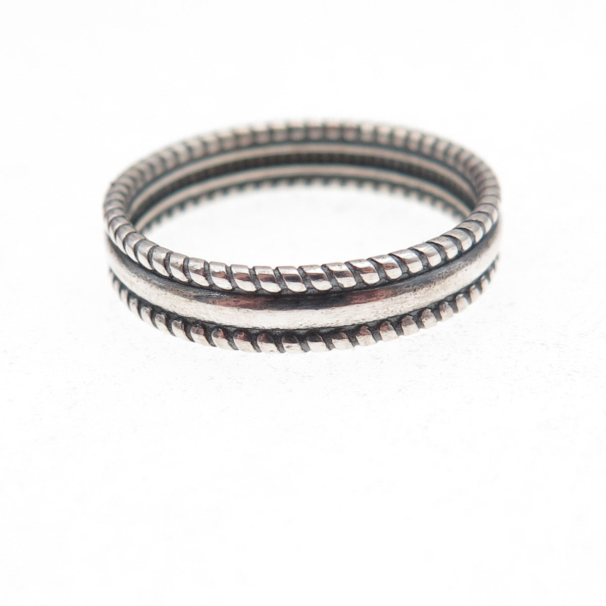 925 Sterling Silver Vintage Oxidized Band Ring Size 8