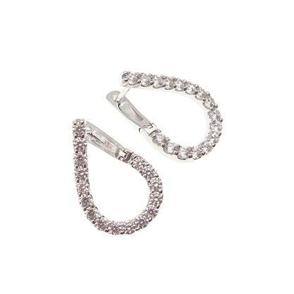 925 Sterling Silver Round-Cut C Z Twisted Teardrop Earrings