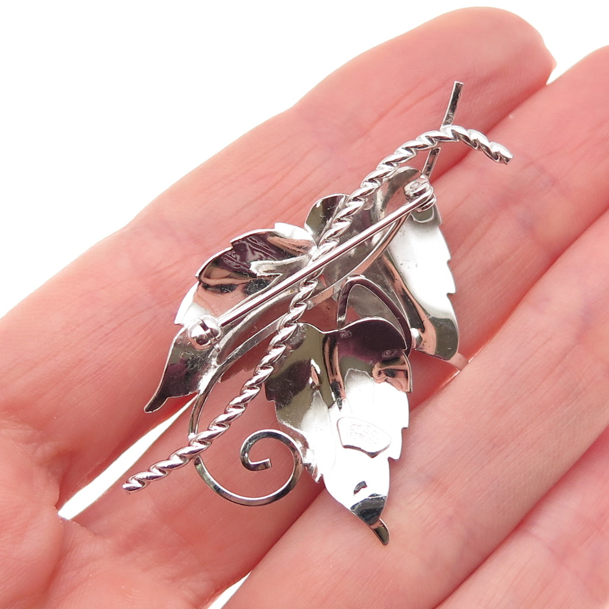 Van Dell 925 Sterling Silver Antique Art Deco Floral Pin Brooch