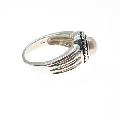 925 Sterling Silver Vintage Real Pearl Ring Size 9.25