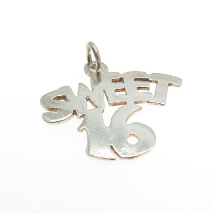 925 Sterling Silver Vintage "Sweet 16" Pendant