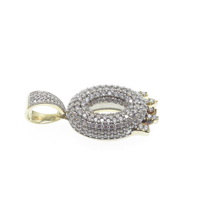 925 Sterling Silver Gold Plated Round-Cut Shaped C Z Letter O Sparkle Pendant