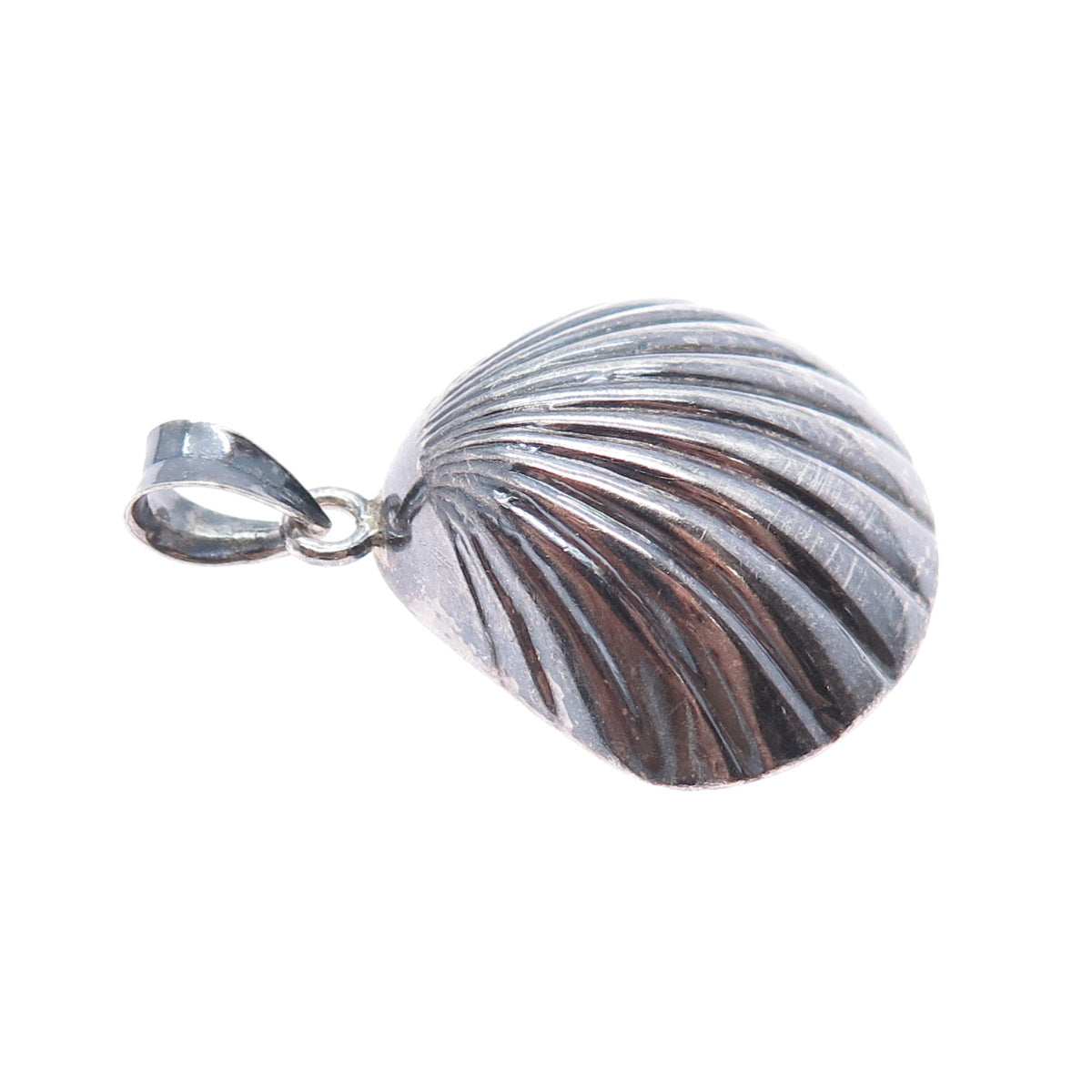 925 Sterling Silver Vintage Seashell Oxidized Charm Pendant