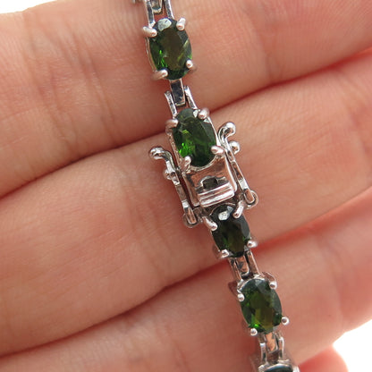 CHUCK CLEMENCY 925 Sterling Silver Real Oval-Cut Peridot Bracelet 8"