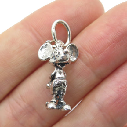 DISNEY 925 Sterling Silver Vintage Mickey Mouse 3D Charm Pendant